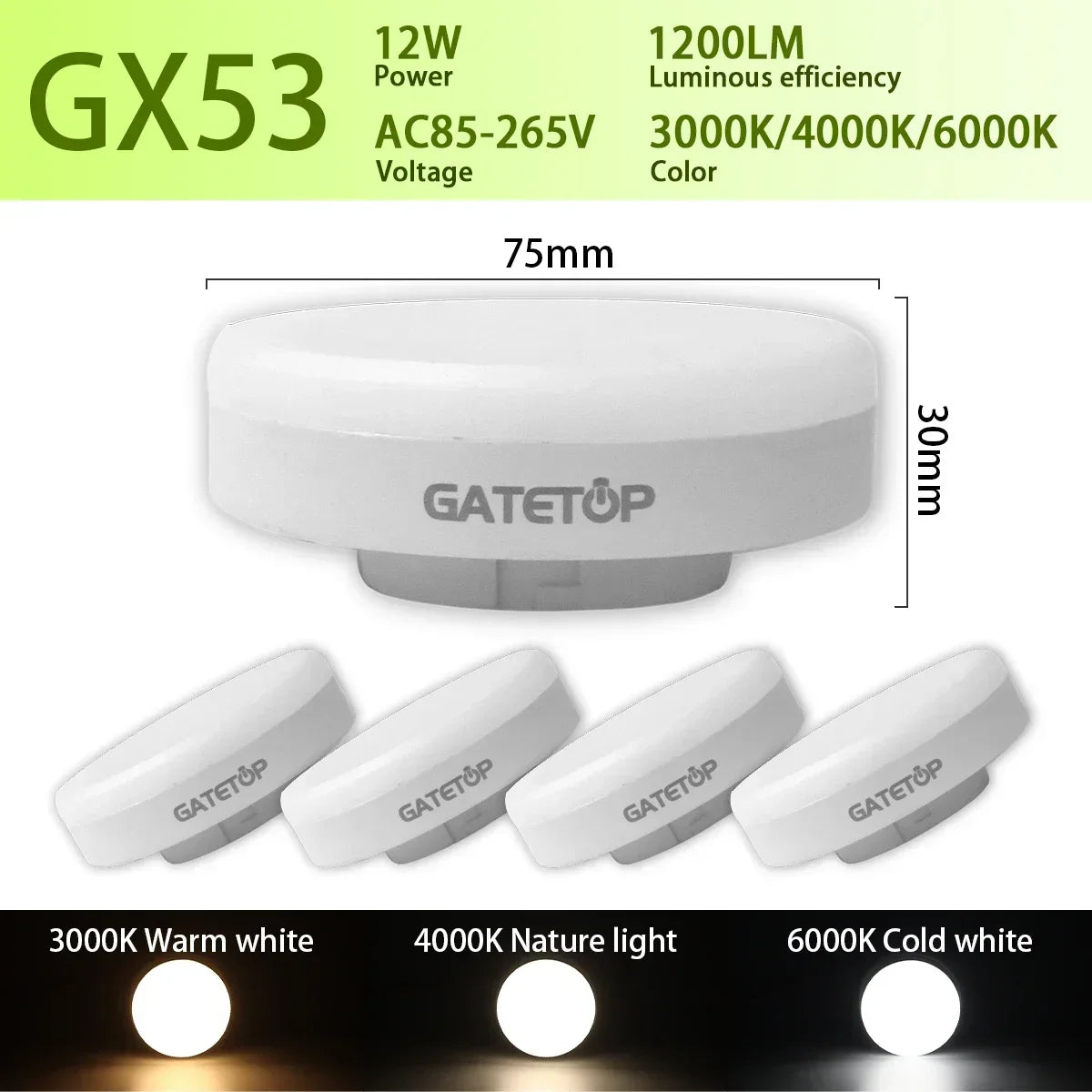 projecteur led blanc 3000k 4000k 6000k ac85265v 5w 7w 9w 12w 15w naturel moderne