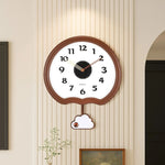 horloge murale nuage marron blanc vintage pendule decoratif minimaliste analogique