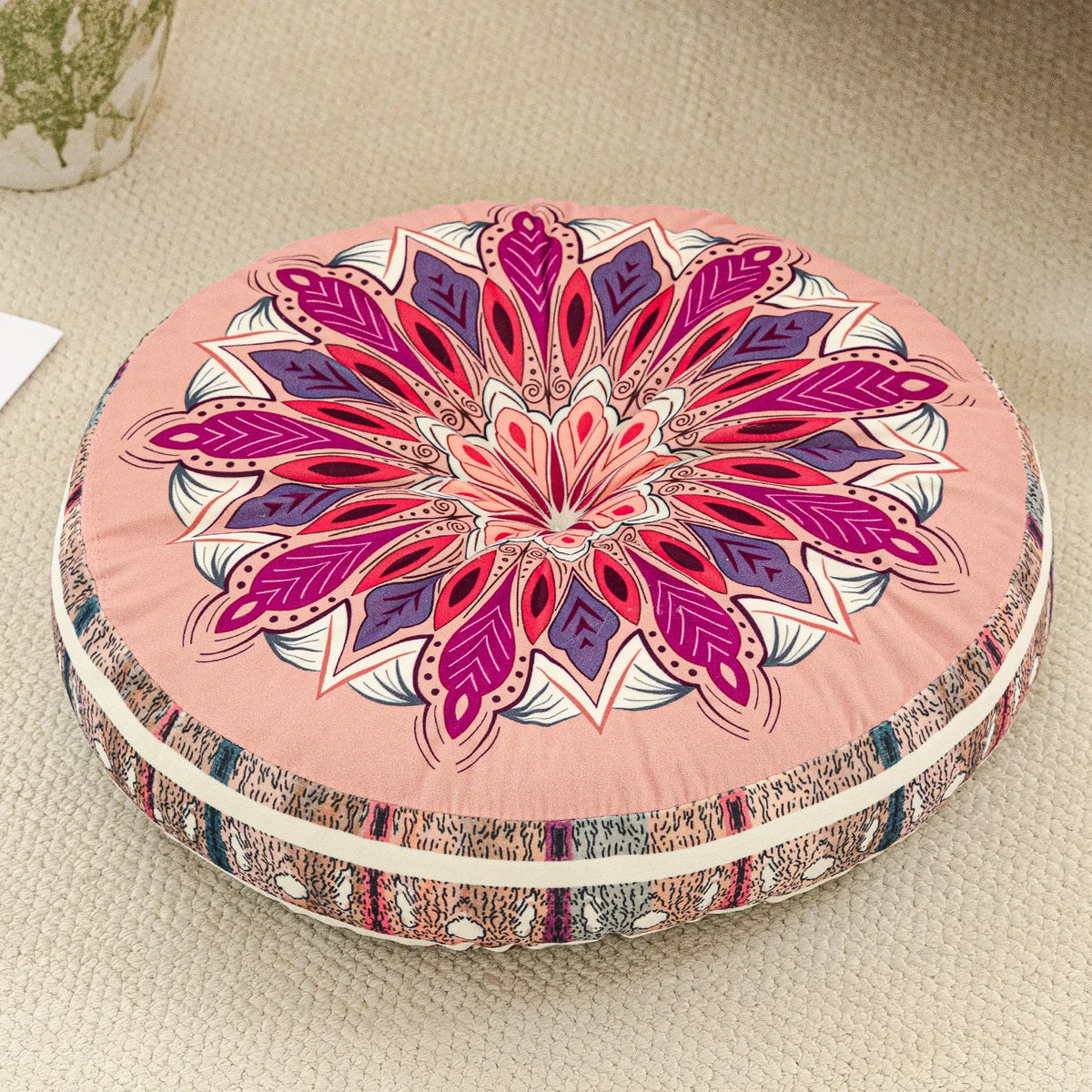 coussin canapé rond antidérapant polyester fleurs motifs géométriques ethnique simple