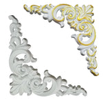 décoration murale coin blanc doré motifs floraux relief classique ornemental PVC stickers