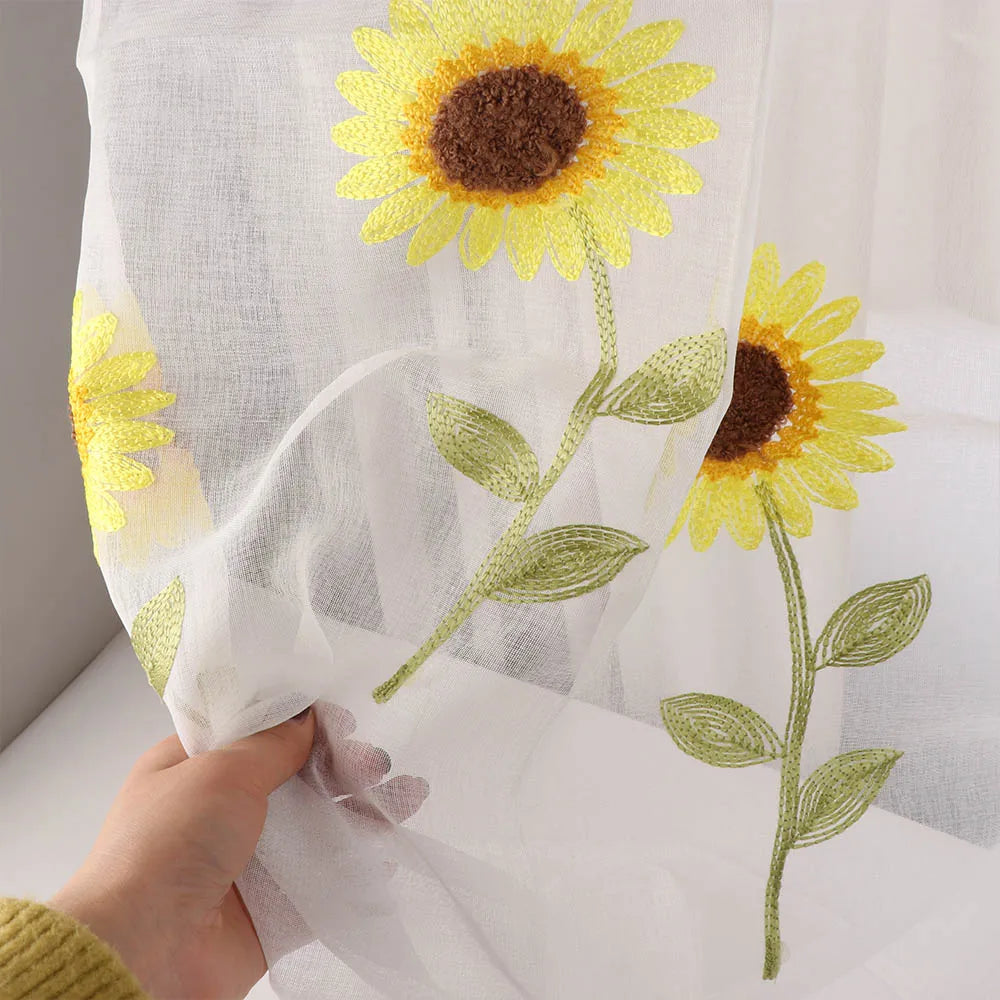 rideaux transparents fleurs tournesols pastoral tringle rideau dimensions 250cm 100cm