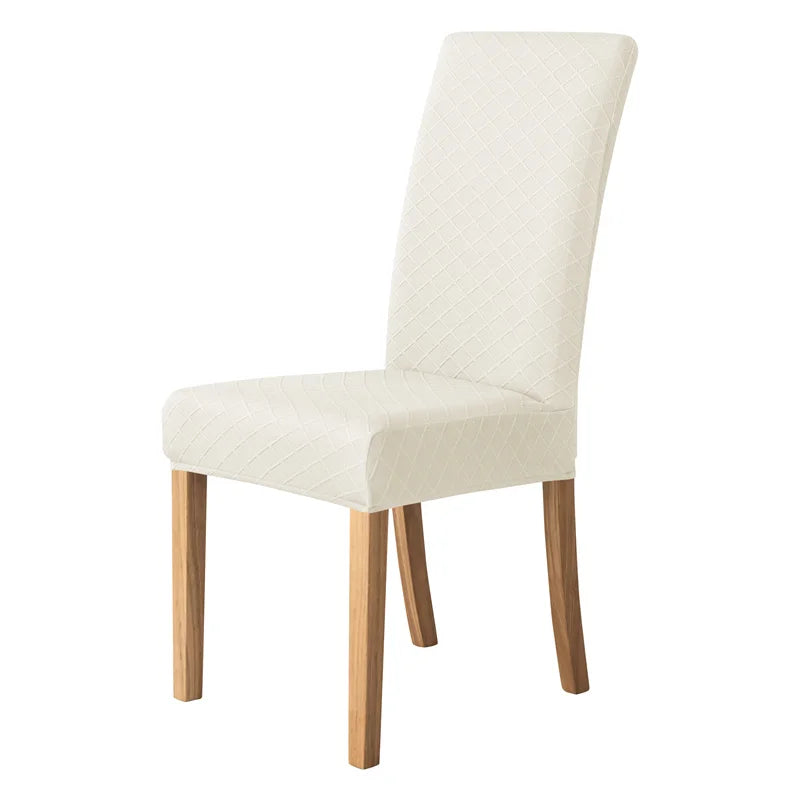 housse chaise moderne carreaux diagonaux beige gris rouge élasthanne polyester adhésif mariage banquet plage
