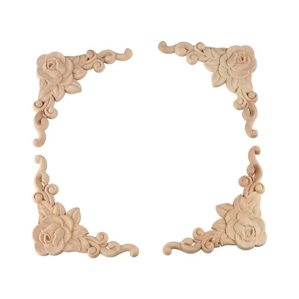 décorations bois sculpté motifs floraux ornements angle pièce décorative rose feuilles classic