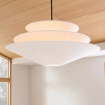 suspension lumineuse moderne blanche trois abat jour circulaire minimaliste chambre salon