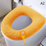 couvre siège toilette violet bleu gris rayures horizontales doux confortable fixé ruban noir lavable