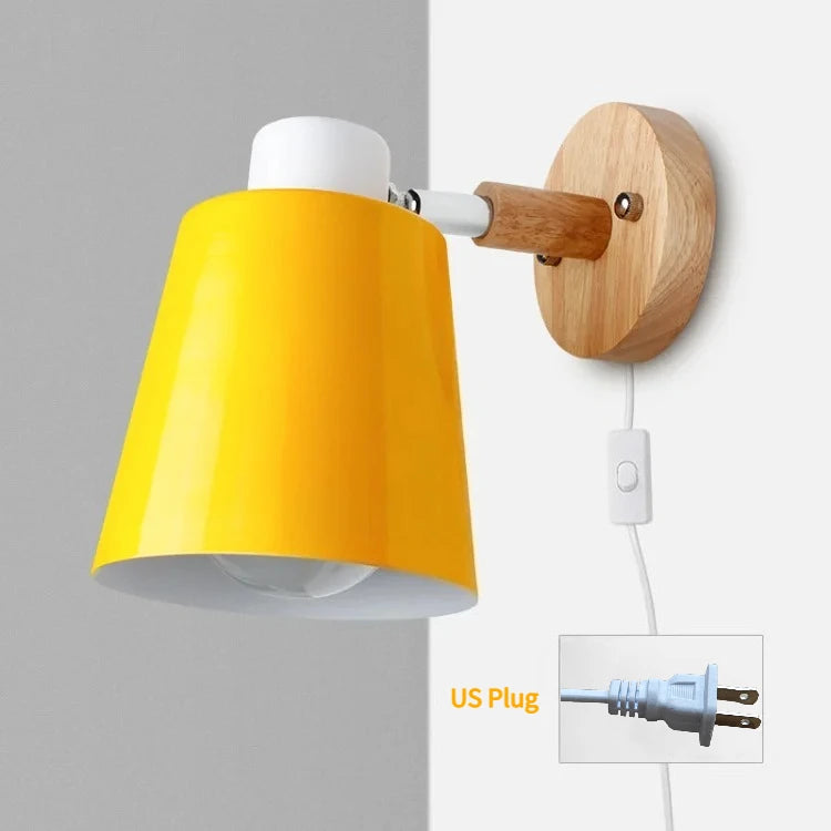 lampe murale moderne gris noir vert jaune blanc conique mate câble électrique prise interrupteur