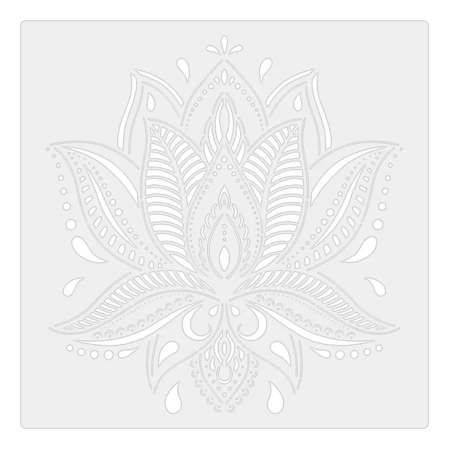 Stencil artisanal fleurs stylisées motifs géométriques couleurs vives décoration murale tissu bois
