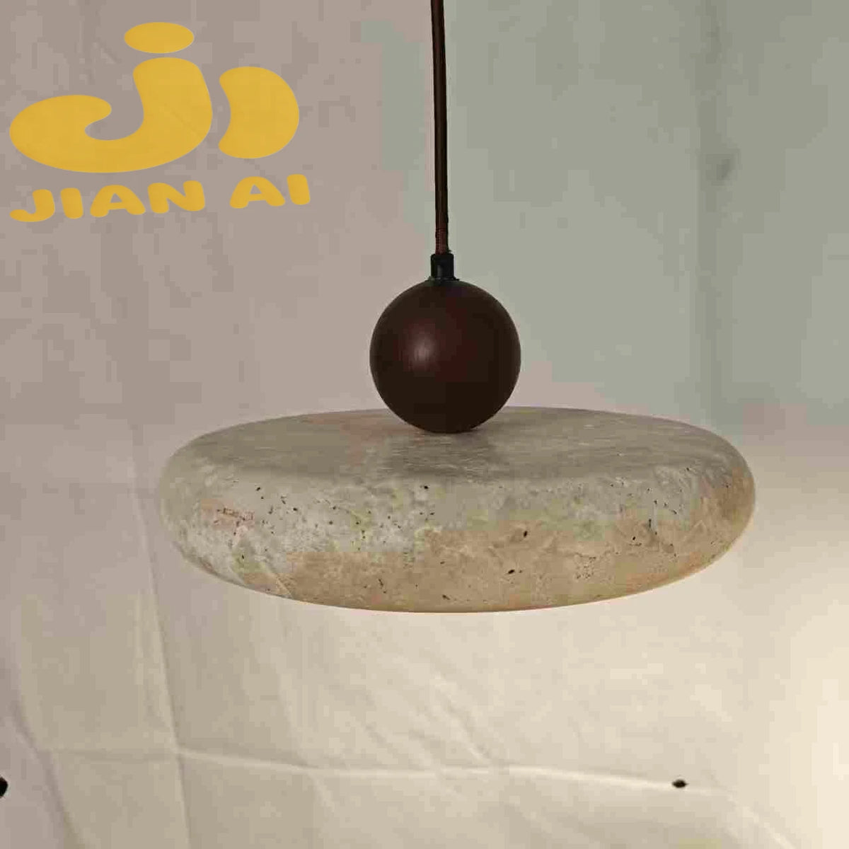 Suspension lumineuse pierre naturelle moderne 30cm 40cm gris brun minimaliste led