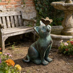 statue chat papillon bronze vert marron extérieur jardin decoratif resine aspect patine texturéextérieur