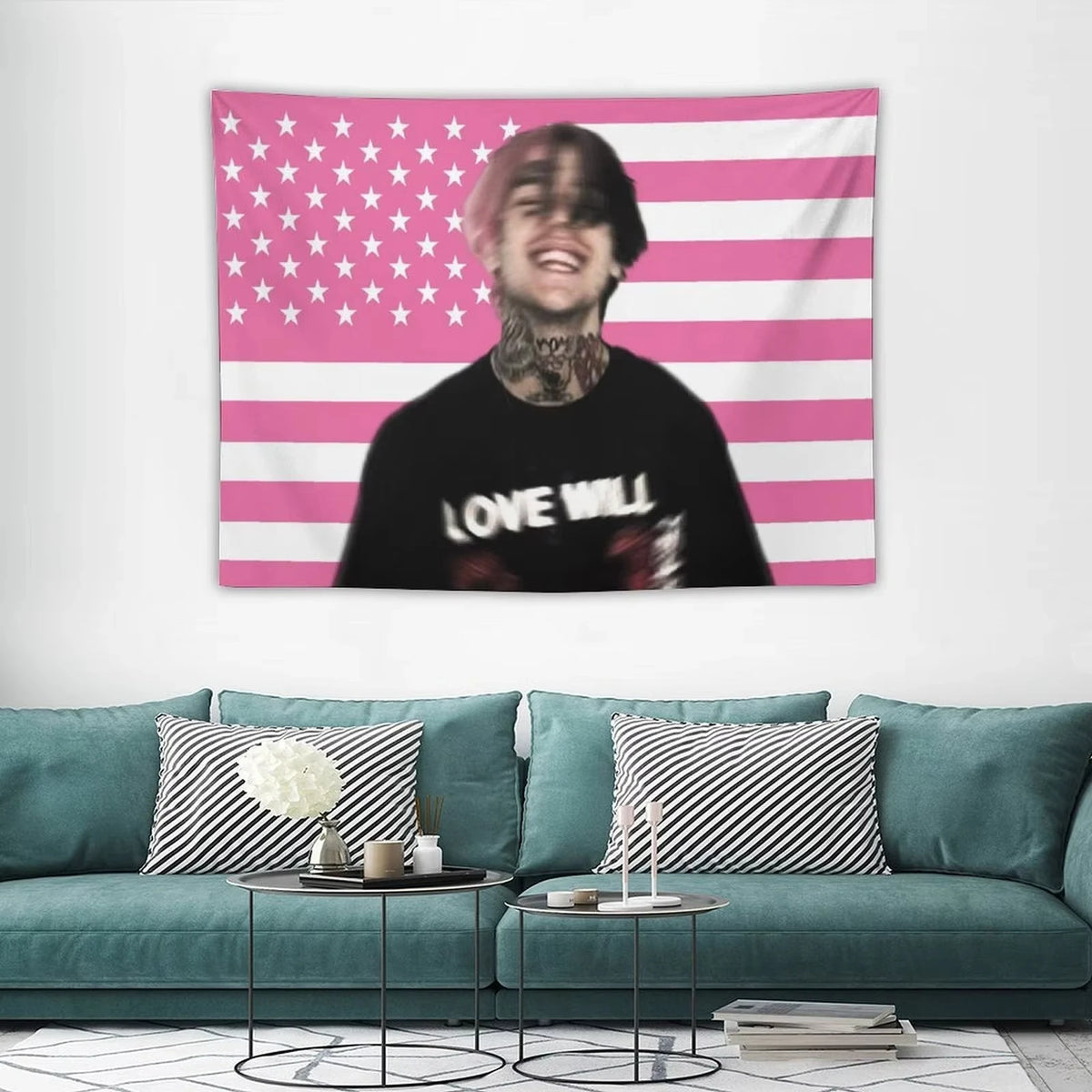 tapisserie moderne drapeau américain étoiles épaisses rose blanc noir chambre saloncoration hipster