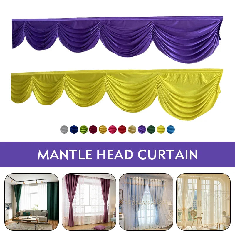 rideau tête cheminée violet jaune vert bleu blanc satin plissé classique anniversaire fête nouvel