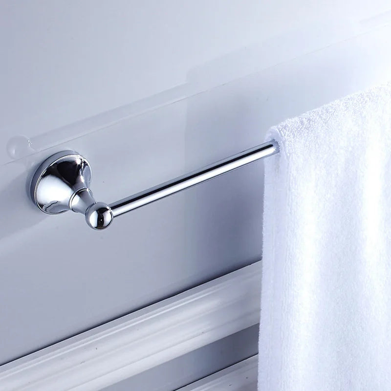 porte serviettes mural or chrome lisse brillant classique vis fixé serviette blanche