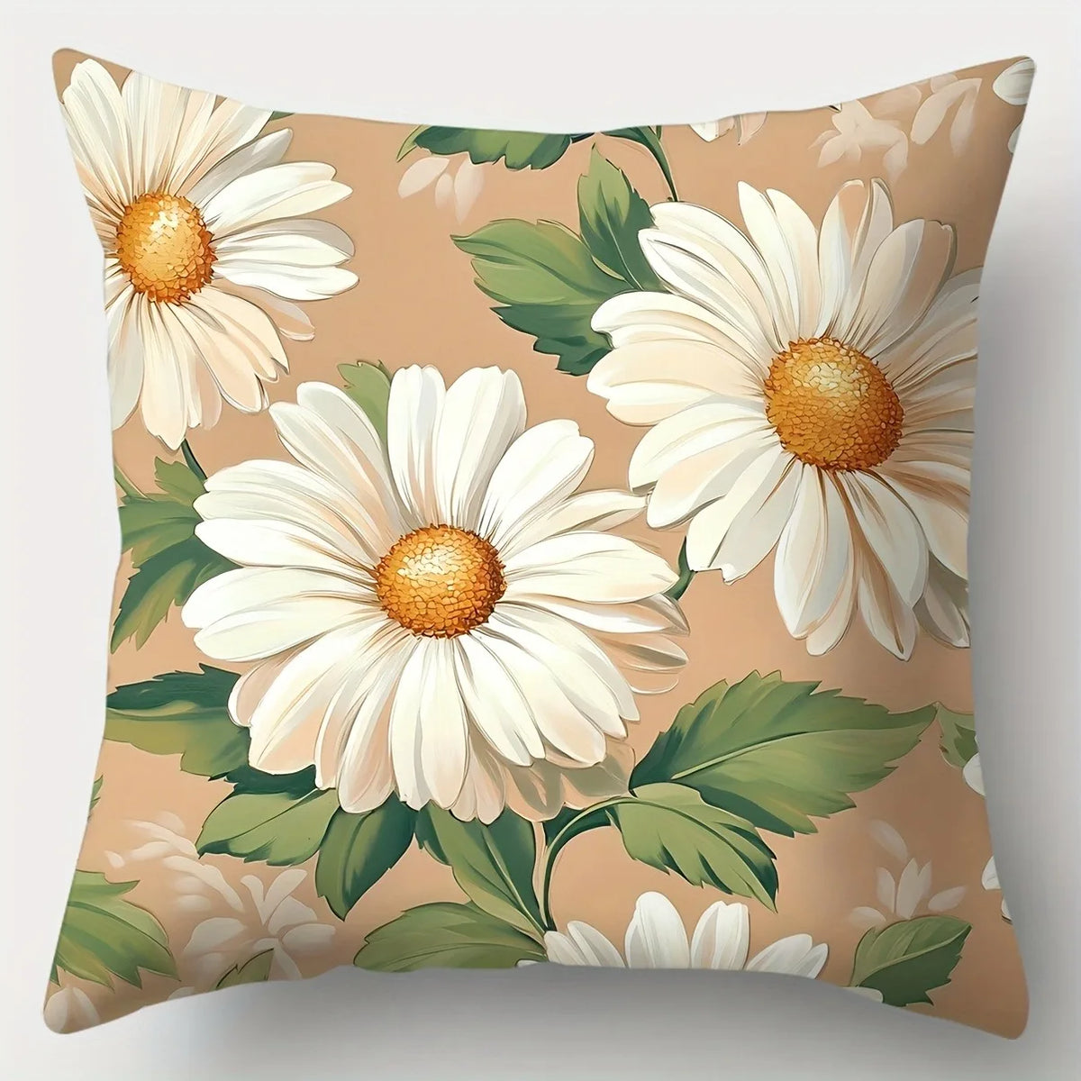 coussins imprimés double face fleurs marguerite vintage polyester taille 35 45 50 60 cm