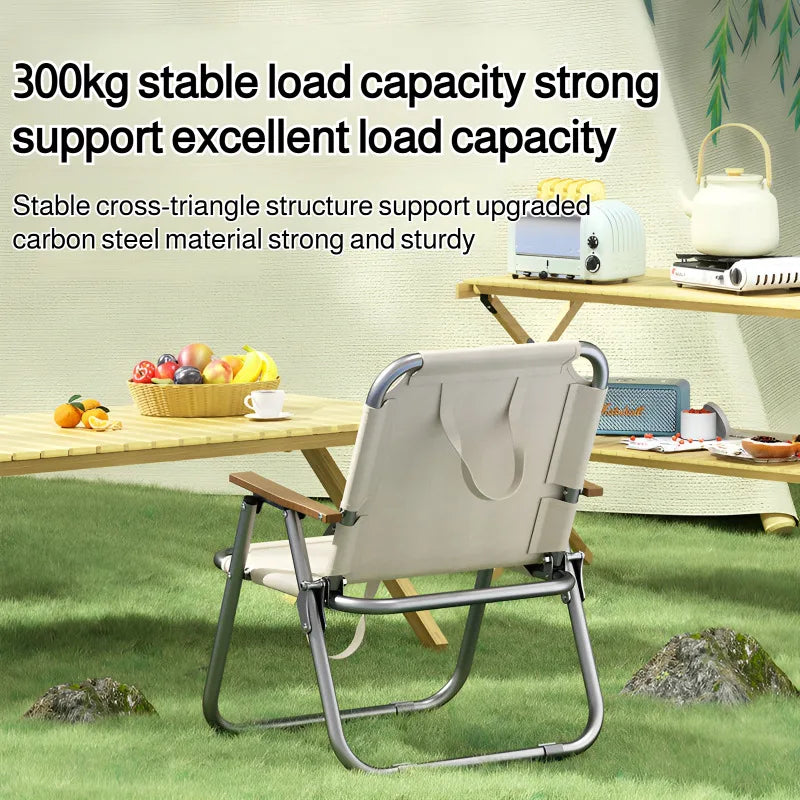 chaise pliable moderne portable beige tissu oxford camping pique nique plage pêche ultra légère
