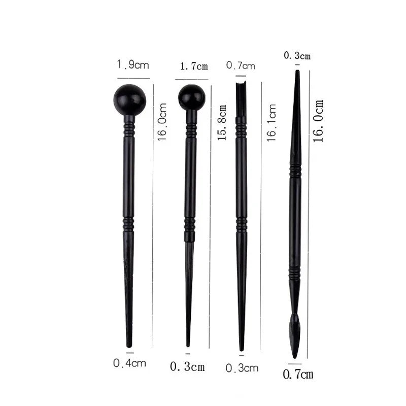 ensemble pinceaux outils céramique sculpture poignées bois métal pointes plastique transparent ergonomiques