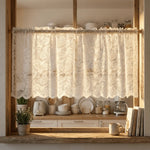 rideau dentelle beige clair classique transparent crochet 70x60cm 100x60cm chambre cuisine bureauhôtel