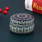 boîte ronde rangement cosmétique décorative motif floral boho chic pot stockage bijoux maquillage