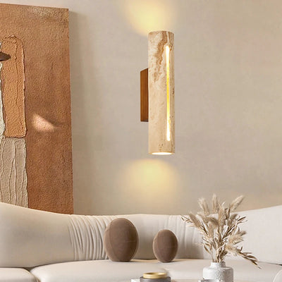 Lampe murale LED cylindrique en travertin beige style nordique