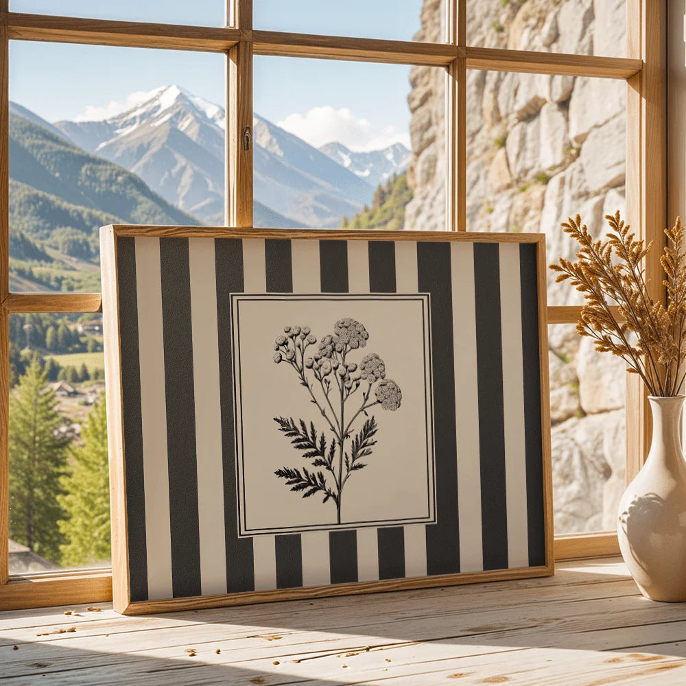 tableau toile impression art floral minimaliste rayures horizontales chambre salon decoration sans cadre horizontal