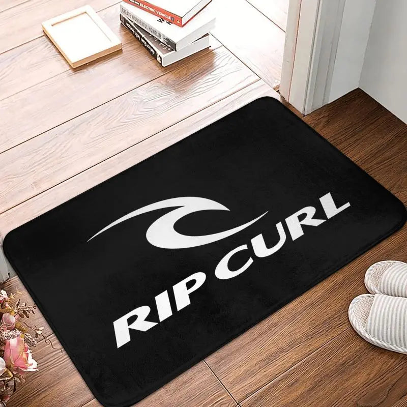tapis sol personnalisé antidérapant imperméable rip curl motif surf noir jaune décoration maison