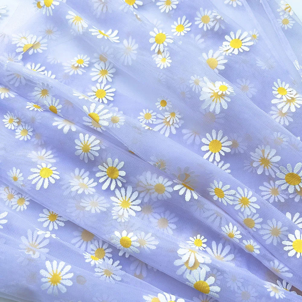 tulle polyester marguerites blancs motifs féminins costumes robes accessoires mariage transparent