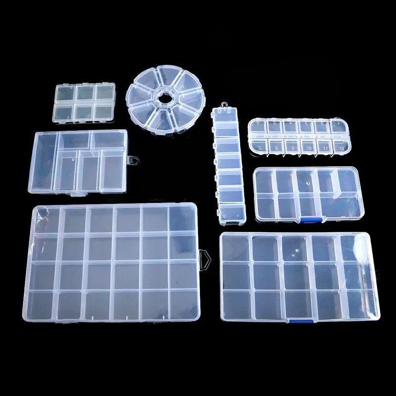 boîtes rangement bijoux transparentes plastique modernes compartiments poignées breloques lettresscrição solution respecte contraintes données