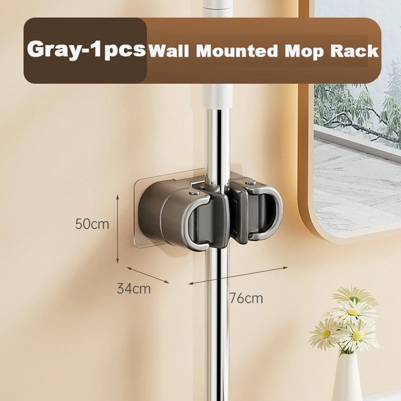 support mural moderne ustensiles cuisine balais organisation salle bain adhésif respectueux environnement gris blanc