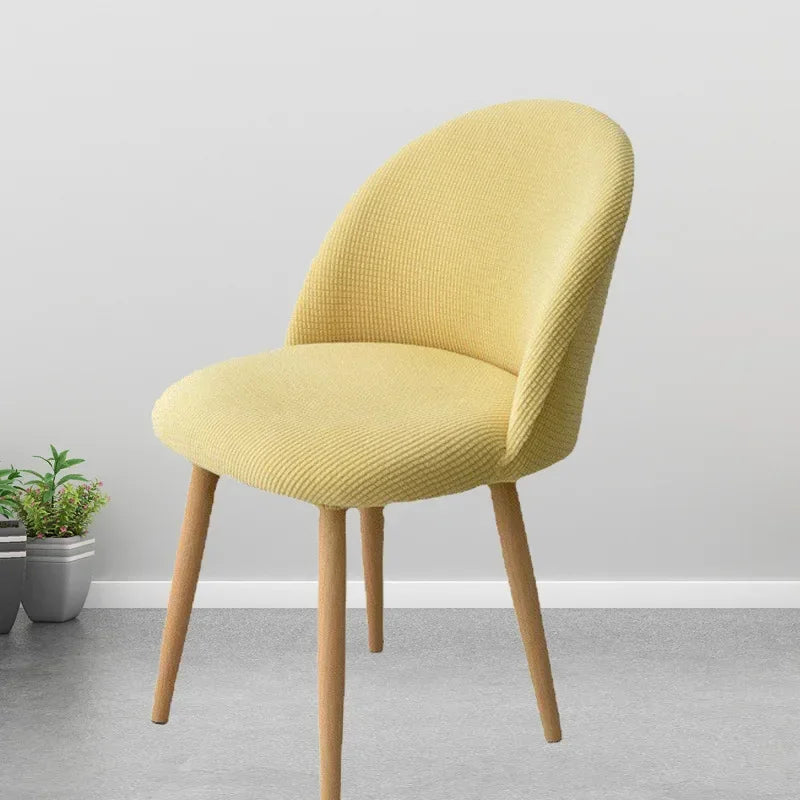 chaise moderne tissu rayures verticales orange beige bleu jaune gris pieds bois