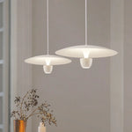luminaire suspendu moderne minimaliste noir blanc abat jour disque élément décoratif câble fixation flux