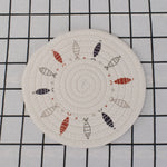 ensemble assiettes sous verres fleurs motif artisanal rustique cuisine table manger