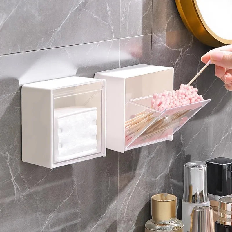 boîtes rangement murales adhésives blanches modernes éponges coton poudre vernis ongles rechargeables plastique