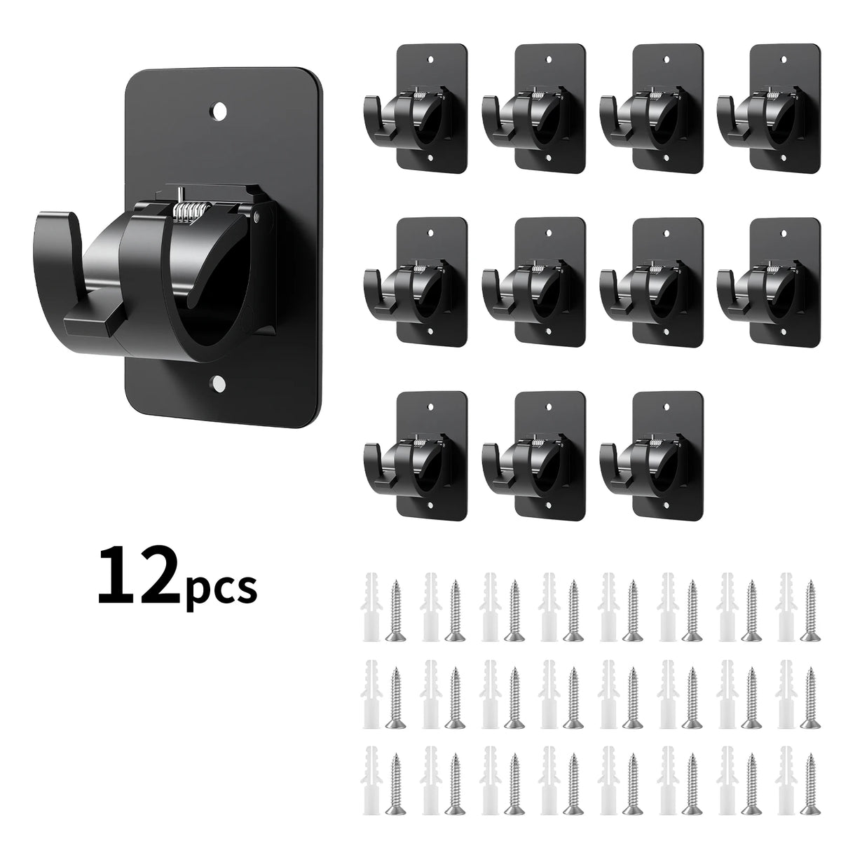 supports adhésifs rideaux vis fixations murales noirs modernes tiges incluses facile