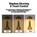Lampe de table LED Art Déco noire allumée en ambiance tamisée