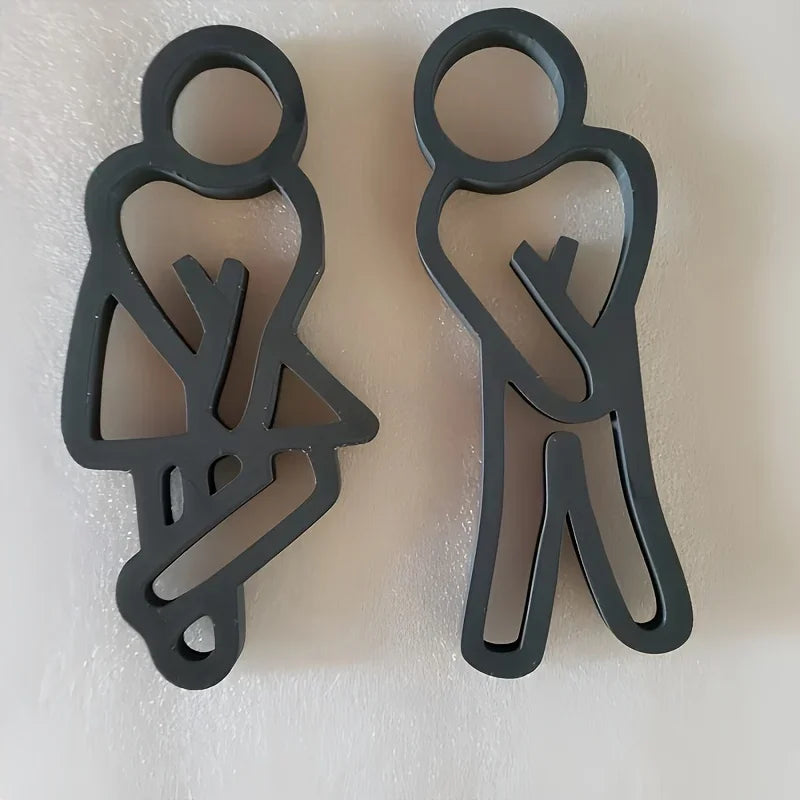 toilettes symboles noir minimaliste panneau porte salle bain modernes silhouettes personnes