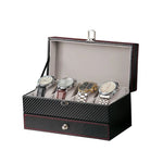 boîte rangement cuir noir montres bijoux élégante boutons fermeture moderne