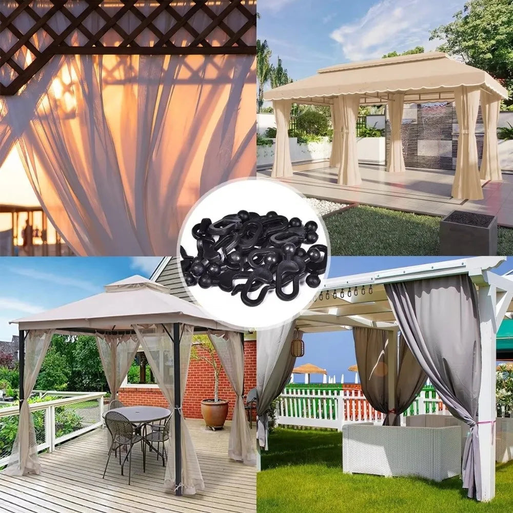 boucles rideau gazebo noir clips anti corrosion utilisation multiple moderne résistance durableextérieur PVC