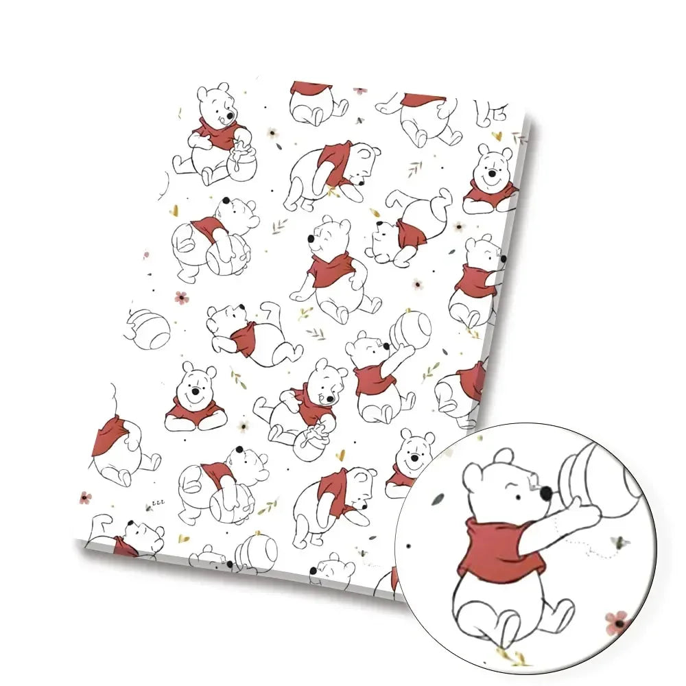 papier cadeau rouge jaune rose gris motif winnie l'ourson amis enfant