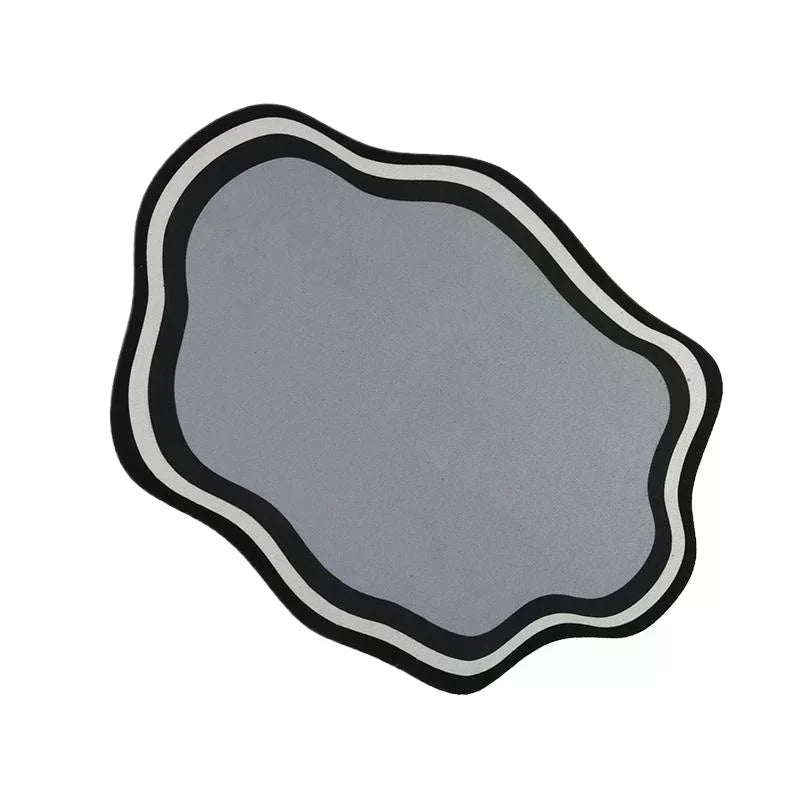 tapis absorbant moderne gris noir blanc chats chiens gamelles antibruit