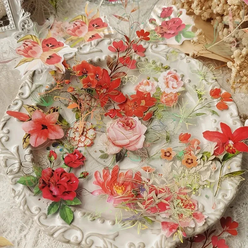 sticker floral scrapbooking nature deco fleur feuille papillon stickers vintage