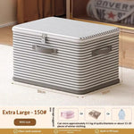 boîtes rangement gris moderne rayures horizontales poignées anti poussière organisation placard voyage literie