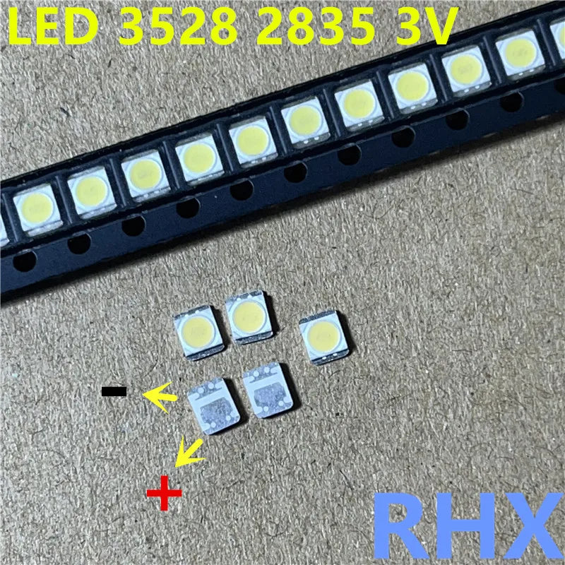 diodes led blanc opaques ronde 3528 2835 3v 100lm rétro éclairage application tv lcd