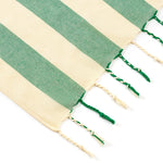 serviette plage coton vert clair beige rayures moderne absorbante entretien facile océan noël franges