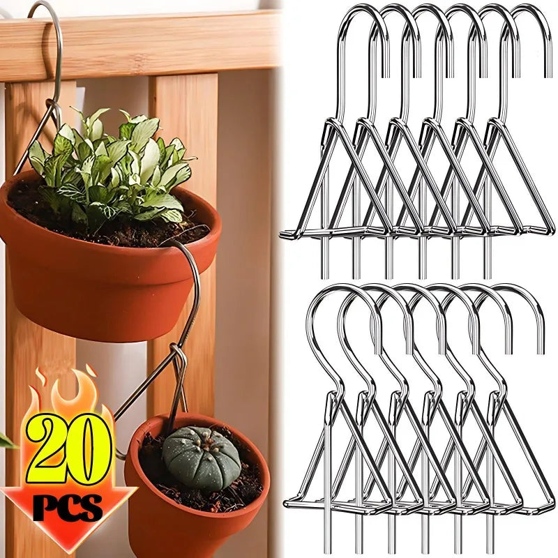 crochet suspension pot fleur acier inoxydable antirouille clip mural jardinage moderne argente silver