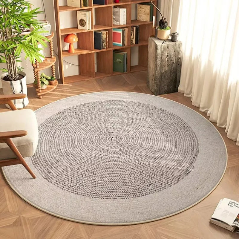 tapis rond moderne floral multicolore gris clair gris foncé vert foncé polyester adhésif salon