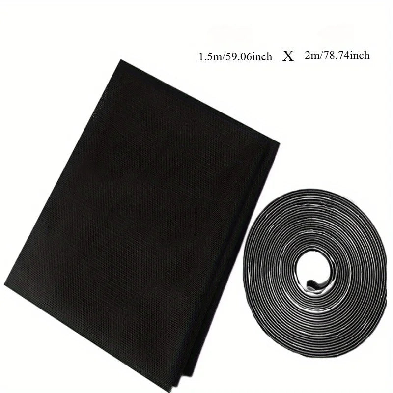 filet anti moustiques noir adhésif 15m 2m fenetre porte protection intérieure opacité maille régulière