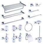 ensemble accessoires salle bain chrome porte serviette savon dentifrice gobelet mural métal
