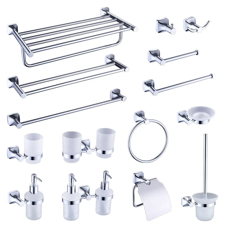 ensemble accessoires salle bain chrome porte serviette savon dentifrice gobelet mural métal