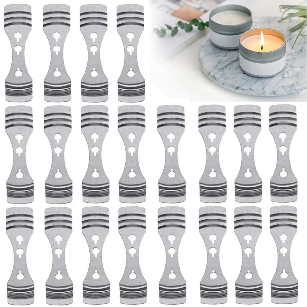 supports bougies acier inoxydable centrage diy fabrication moderne lignes horizontales gravées clips wick holders