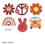 picks cupcakes fleurs paix arc ciel bus rouge orange beige jaune vert bleu vintage