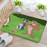 tapis sol jaune rose bleu vert turquoise dessins animés tom jerry antidérapant absorbant eau